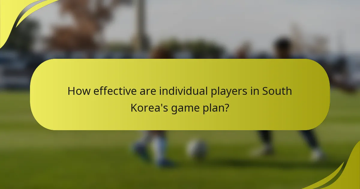 Wie effektiv sind einzelne Spieler im Spielplan Südkoreas?