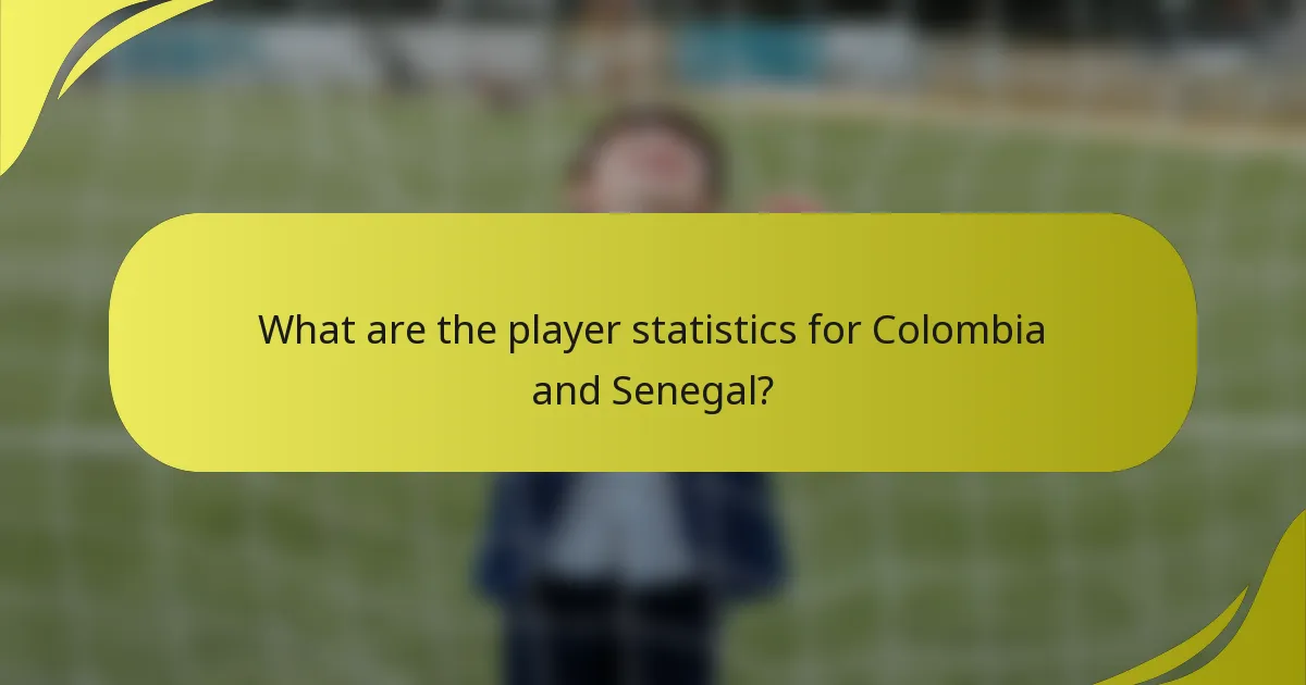 Was sind die Spielerstatistiken für Kolumbien und Senegal?